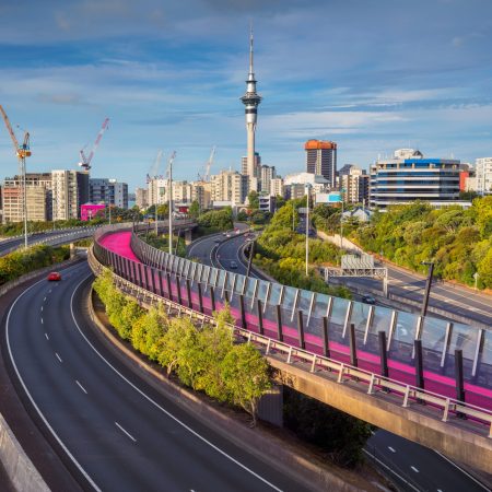 Auckland. Cityscape image of Auckland skyline, New Zealand during sunny day.
