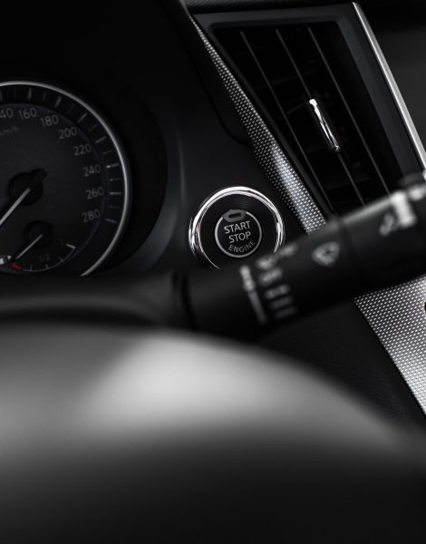 details of the car interior, black leather interior